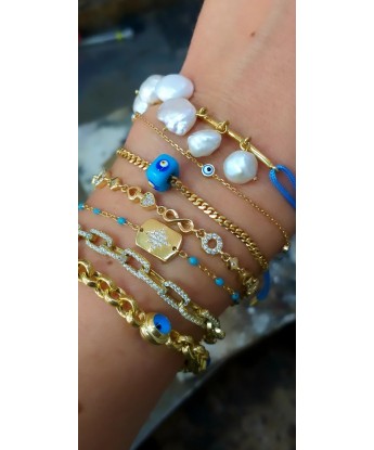 Mavi Boncuklu Zincir Bileklik